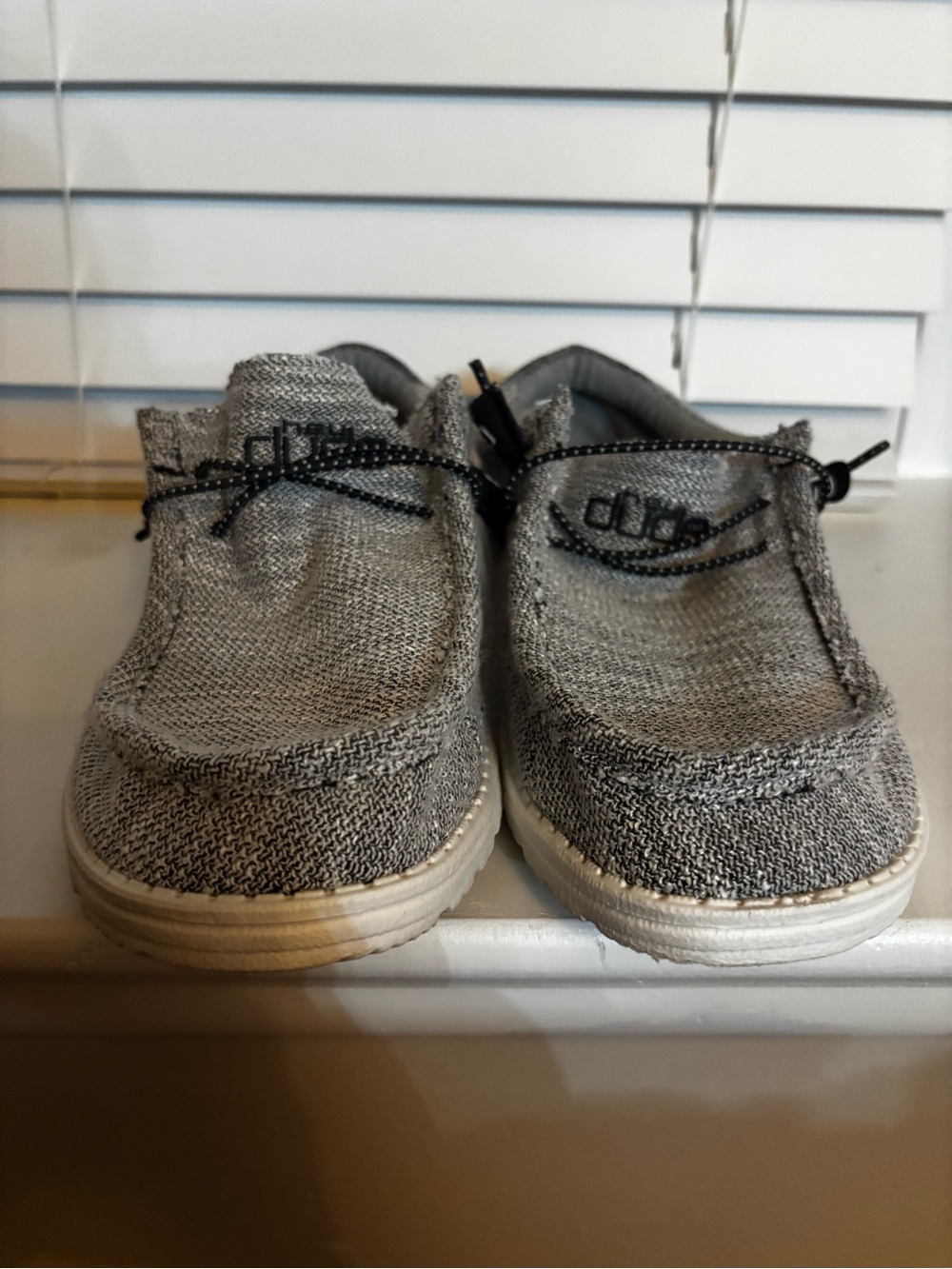 Hey Dude Men's Gray Knit Slip-On Moccasins